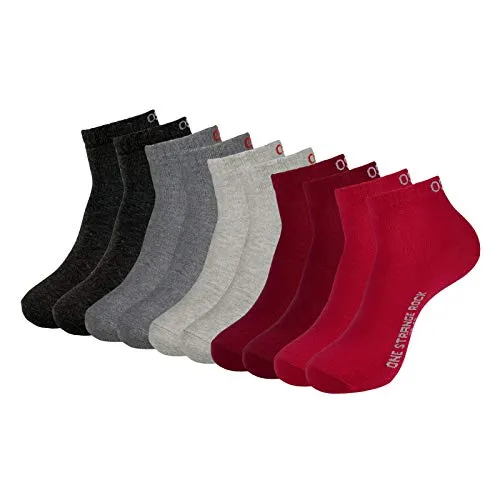 ONE STRANGE ROCK Quarter Socken Kurzsocken Herren Damen 5, 10, 15, 20, 30 Paar, Farbe:Grau/Rot - 5er Pack, Größe:43-46, Artikel:-501 bloody mary