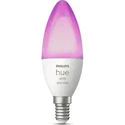 Philips Hue LED Kerze E14 BT 5,3W 470lm - LED-Lampe für smartes Licht, steuerbar per App oder Sprachbefehl, ideal für individuelles Ambiente mit 16 Millionen Farben und langer Lebensdauer von 25.000 Stunden.