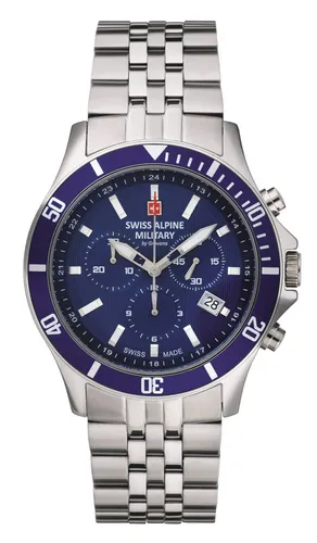 Swiss Alpine Military Herren Uhr Chronograph 7022.9135SAM - Armbanduhr für Herren mit präzisem Quarzwerk, Datumsanzeige und Stoppfunktion - ideal für aktive Männer, die Stil und Funktionalität schätzen.