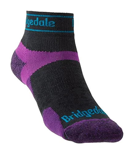 Bridgedale Damen Trail Run Ultralight T2 Merino Sport Low Socken, Anthrazit/Violett, S