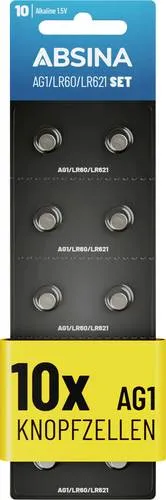 Absina Knopfzelle 1.5V 10 St. Alkali-Mangan