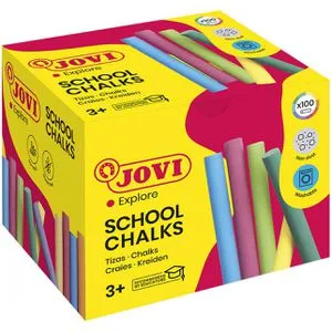 Jovi Kreide SCHOOL CHALKS 1120, 100 Stück, Tafel- und Straßenkreide, rund, bunt