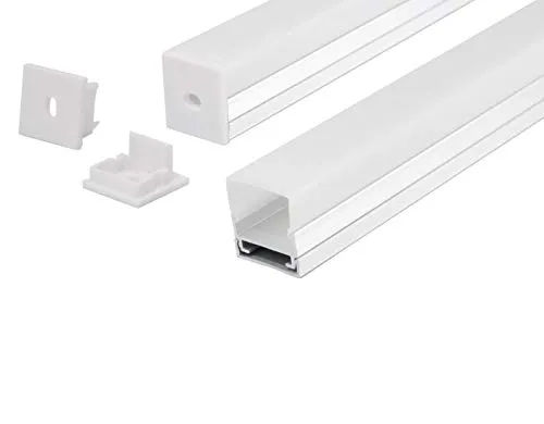 LED Alu Profil Aluminium Schiene Profilabdeckung incl. Opal -Milchig- weiß Abdeckung für Led Strips Streifen 1m Profil H