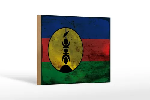 Holzschild Flagge Neukaledonien 18x12 cm Flag Rost Deko Schild