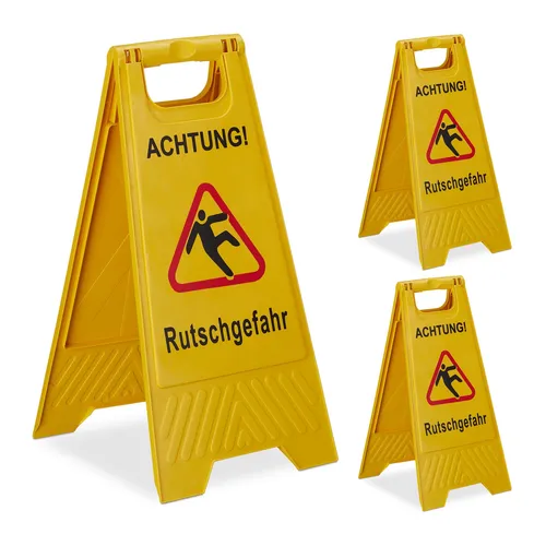 Rutschgefahr Aufsteller - Klappbares Warnschild in Gelb - Reinigungswagen - Praktisches klappbares Schild zur Warnung vor Rutschgefahr, ideal für den sicheren Einsatz in öffentlichen und gewerblichen Bereichen.