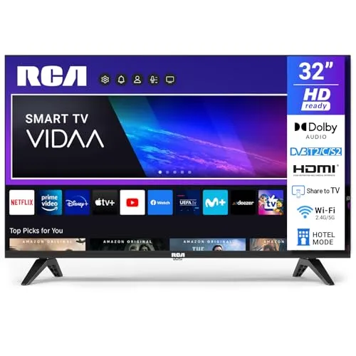 RCA VRS32HQ1 Smart TV 32 Zoll - HD LED Fernseher mit WLAN und Triple Tuner - Fernseher mit 80 cm Bildschirmdiagonale, umfangreicher App Store und Dolby Audio für ein klares, beeindruckendes Seherlebnis.