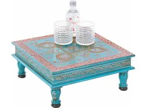 Home affaire Beistelltisch Bajo aus Mangoholz, handbemalt in blau von Home Affaire
