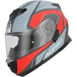 Acerbis Serel Klapphelm - Matt Grau/Hellgrau/Rot/Weiß - S - Motorradhelm mit integrierter Sonnenblende und ECE 22-06-Zulassung, ideal für Sicherheit und Komfort auf der Straße.