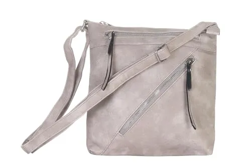 simaranda Handtasche Damen moderne Schultertasche Umhängetasche mit Reißverschluss Shopper Beutel mit verstellbaren Riemen 20205 (Taupe)