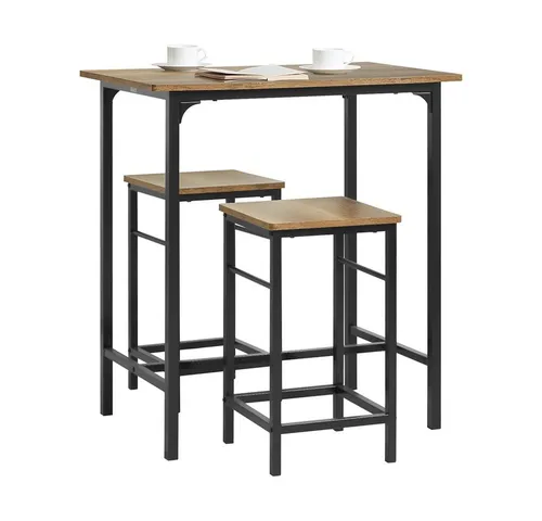 SoBuy Essgruppe OGT10, 3-tlg. Vintagebraun Sitzgruppe - Essgruppen mit pflegeleichter Oberfläche, ideal für kleine Räume. Set besteht aus einem Bartisch und zwei Barhockern, einfach selbst zu montieren.