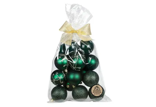 MAGIC by Inge Weihnachtsbaumkugel, Weihnachtskugeln Kunststoff 6cm mit Glitzer 16er Set - Noble Green