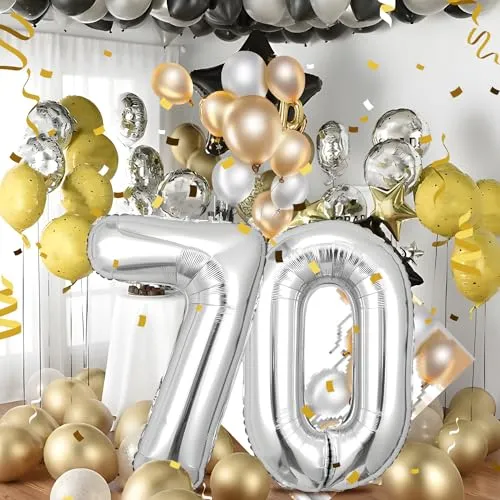 Geburtstag zahlen luftballon 70 jahre | Folienballon Sliber- Folienballon in 40