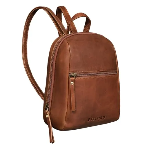 STILORD 'Lia' Mini Rucksack Damen Leder - Vintage Daypack für City und Ausgehen - Damen-Rucksackhandtaschen im Vintage-Stil, ideal für Shopping und Ausflüge. Der Mini-Rucksack 'Lia' aus echtem Leder bietet Platz für das Wesentliche und hat ein praktisches Anti-Diebstahl Fach.