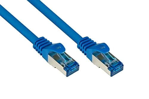 Good Connections Cat.6A Ethernet LAN Patchkabel mit Rastnasenschutz RNS, S/FTP, PiMF, halogenfrei, 500MHz, OFC, 10-Gigabit-fähig (10/100/1000/10000-Base-T Ethernet Netzwerke) - z.B. für Patchpanel, Switch, Router, Modem - blau, 0,25m