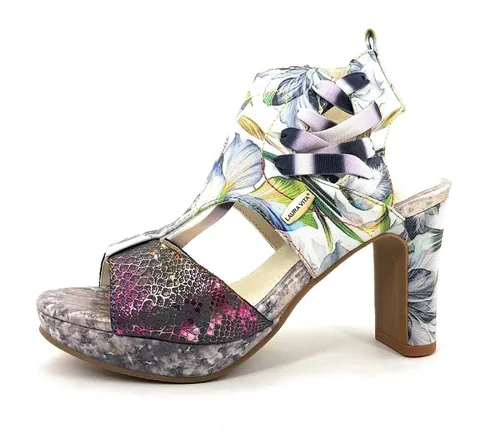 Laura Vita Damen Sandalette Hicao 09 - Plateau mit Zierschnürung, Größe: 40 EU, Farbe: Grau - Klassische Sandalen mit bequemer Lederdecksohle und rutschfester Gummisohle. Die Zierschnürung ermöglicht eine individuelle Anpassung für optimalen Halt.