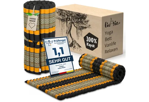 Reisebett-Matratzen Rollmatte 75 cm breit, vegan und handgefertigt, 200x75x4,5cm, livasia, 4.5 cm hoch, Kapok