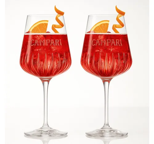 Campari Cocktailglas 2er Set – Original Weingläser 0,49 L - Erlebe italienisches Flair mit dem Campari Cocktailglas 2er Set. Die eleganten Gläser sind ideal für aromatische Drinks und bieten eine bauchige Form für optimale Aromenentfaltung. Perfekt für Zuhause oder die Gastronomie.