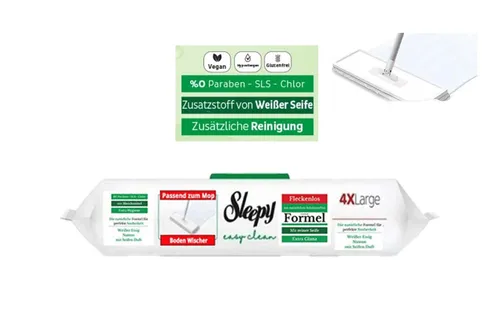 Sleepy Easy Clean Bodenreinigungstücher für Mopsysteme, 200 Stück grün - Sonstige Reinigungsgeräte – Effektive, streifenfreie Reinigung mit duftender weißer Seife, ideal für verschiedene Böden und Oberflächen.