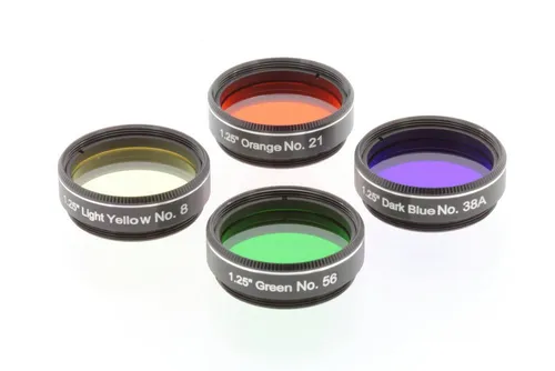 EXPLORE SCIENTIFIC Teleskop Filter Set 4 für Mond & Planeten ab 200mm (8) - Teleskop Zubehör Set mit 4 hochwertigen Farbfiltern zur Verbesserung der Kontraste bei Mond und Planetenbeobachtungen. Ideal für Teleskope ab 200mm Öffnung.