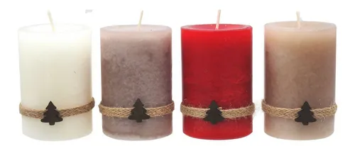 ZauberDeko Adventskerze Stumpenkerzen MIX - 4er Set - Wachskerzen für den Advent, stimmungsvolles Quartett in Rot, Creme, Taupe und Beige. Handgefertigt, tropffest und mit einer Brenndauer von ca. 27 Stunden - ideal für eine gemütliche Weihnachtsatmosphäre.