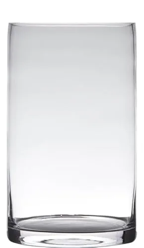 Dekoglas, Vase Zylinder Cold Cut H. 40cm D. 15cm transparent rund Glas Hakbijl