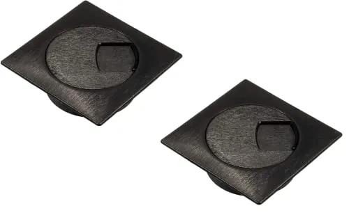 Gedotec Kabeldurchführung Schreibtisch aus stabilem ABS Kunststoff | 2 Stück quadratische Kabeldurchlässe 80mm | PLAZA | Kabeldose Schwarz | Kabelführung eckig zum Eindrücken | kabelkanal schreibtisch