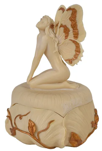 Deckeldose Frauenfigur Fee Veronese Elfe Figur Jugendstil Box Frauenakt Antik