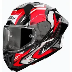 Airoh GP 800 Must Integralhelm - Schwarz/Weiß/Rot - M - Motorradhelm mit aggressivem Design, HPC Carbon-Schale für Leichtigkeit und Sicherheit, umfangreiche Belüftung und extra weites Sichtfeld dank innovativem Visier.