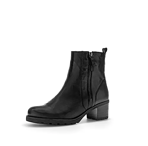 Gabor Damen Ankle Boots, Frauen Stiefeletten,Moderate Mehrweite (G),Lammfell,reißverschluss,bootee,booties,halbstiefel,schwarz,40.5 EU / 7 UK