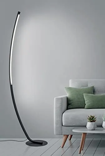 Trango 1525 Stufenlos dimmbar Stehlampe - Standleuchten & Deckenfluter mit modernem Design in Edelstahl-Optik, stufenlos dimmbar und energiesparend mit 1300 Lumen – ideal für blendfreie Beleuchtung im Wohnzimmer.