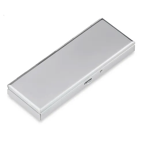 Pillendose klein Pillenbox eckig Tablettenbox Metall verchromt 7 Tage 10 x 3.5cm