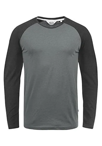 !Solid SDBastien Herren Longsleeve Langarmshirt Shirt mit Rundhalsausschnitt Baumwollmischung Regular fit, Größe:M, Farbe:Grey Melange (8236)