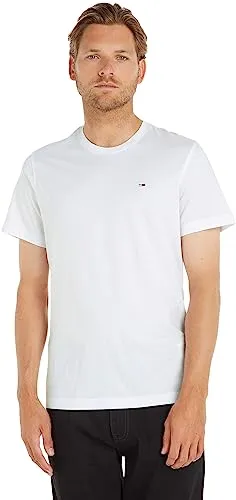Tommy Jeans Herren Tjm Xslim Jersey Tee Dm0dm04411 Langarmhemd - T-Shirts für Herren, aus 100% Bio-Baumwolle für höchsten Komfort, ideal für Lounge-Look oder als Pyjamaoberteil, mit Tommy Jeans Flag auf der Brust.
