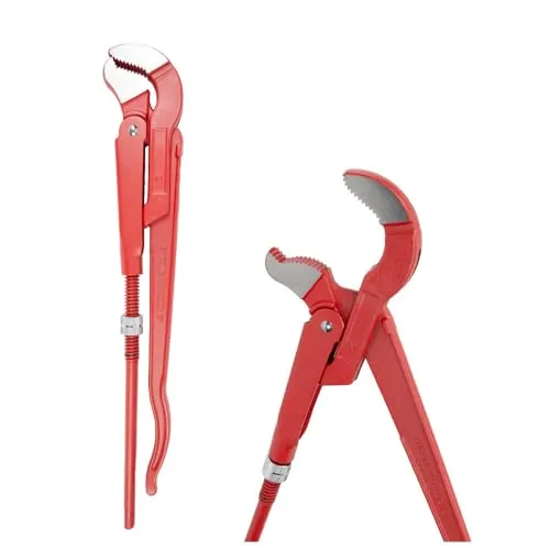 Dönges Eckrohrzange 2 Zoll mit S Maul - Rohrzange aus hochwertigem Stahl, ergonomisch mit rutschfesten Griffen für maximalen Komfort und Sicherheit bei Installationsarbeiten.