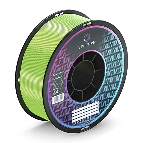 Viviform Silk PLA Filament 1kg Rolle - Limetten Grün | ∅1,75mm - Filament-3D-Druckmaterialien mit perfektem Druckbild dank präziser Toleranz von +/- 0,03mm. Ideal für gleichmäßige Ergebnisse ohne Unebenheiten und Blockaden.