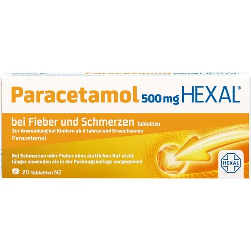 Paracetamol 500mg Hexal - Schmerzmittel für Fieber und Schmerzen - Arzneimittel zur symptomatischen Behandlung von leichten bis mäßig starken Schmerzen und Fieber. Schnelle Linderung dank bewährtem Wirkstoff.