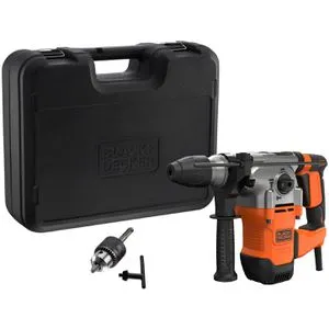 BLACK+DECKER BEHS03K-QS Kombihammer - Bohrmaschinen mit 1.250 Watt und 3,7 Joule Schlagkraft, vibrationsdämpfend für komfortables Arbeiten bei schweren Bohr- und Abbrucharbeiten, inklusive Seitengriff und Koffer.