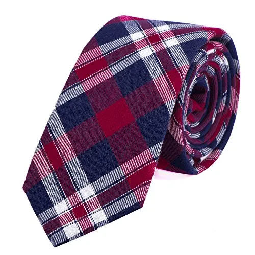 DonDon Herren Krawatte 6 cm kariert gestreift blau-rot