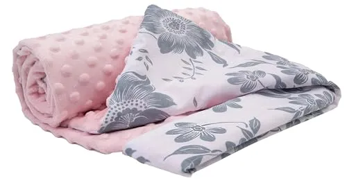 Medi Partners Babydecke Baby Decke Neugeborenen - Kuscheldecke Geschenk Babydecken 75x100cm für Kleinkinder Mädchen Krabbeldecke Kinderbett Kinderwagen 100% Baumwolle (Berry mit rosa Minky)