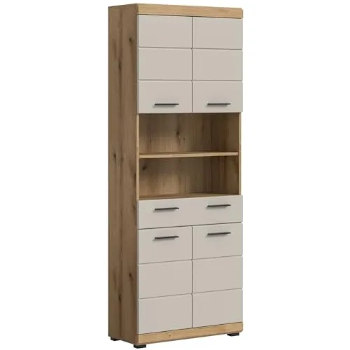 furnling Hochschrank Scott – Moderner Badezimmerschrank mit 4 Türen und 1 Schublade