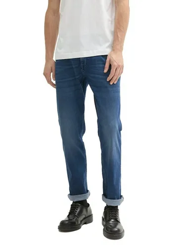 TOM TAILOR Herren Marvin Straight Jeans - Used Dark Stone Blue Denim, 34/36 - Hochwertige Jeans im 5-Pocket-Style mit Stretch für optimale Bewegungsfreiheit. Enthält umweltfreundliche Lyocellfasern für nachhaltigen Komfort. Ideal für modebewusste Männer.