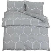 vidaXL Bettwäsche-Set Grau 200x200 cm aus 100% Baumwolle - Bettwäsche-Set in elegantem Grau, aus 100% Baumwolle, pflegeleicht und knitterfrei. Ideal für ein stilvolles Schlafzimmer mit außergewöhnlichem Komfort.