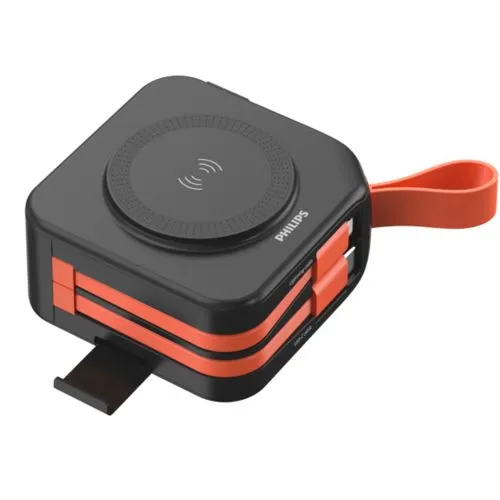 Philips Powerbank 10000mAh mit Reiseadapter - Powerbank mit 10000mAh Kapazität und praktischem Reiseadapter, ideal für unterwegs und sorgt dafür, dass Ihre Geräte immer aufgeladen sind.