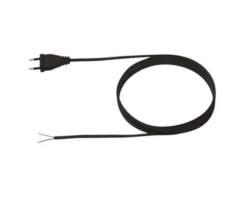 Bachmann Zuleitung 2x0,75 2m schwarz Stromadapter Eurostecker, 2,5A, CEE 7/16, Typ-C Männlich (Stecker) zu offenes Ende, 200.0 cm, H03VVH2-F Eurostecker unverpackt, 202.174
