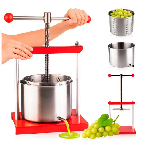 SuperButelki.pl – Rahmenpresse für Obst 5 Liter, Presse für Gemüse, Most für Wein, Saft, Apfelwein, 6 kg, Liköre, zum Pressen von Obst, Handpresse