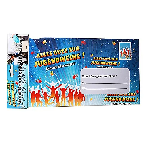 Riesen-Umschlag Alles Gute zur Jugendweihe für Geldgeschenke Pappe, ca. 18 x 30 cm