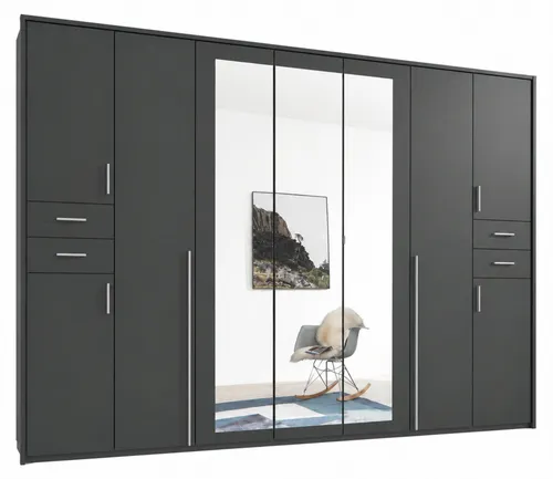luma-home Drehtürenschrank 22583 – Stilvoller Kleiderschrank mit 3 Spiegeln