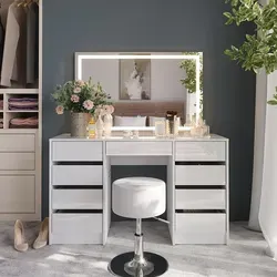 Vicco Schminktisch Sherry mit LED-Spiegel in weiß von Vicco