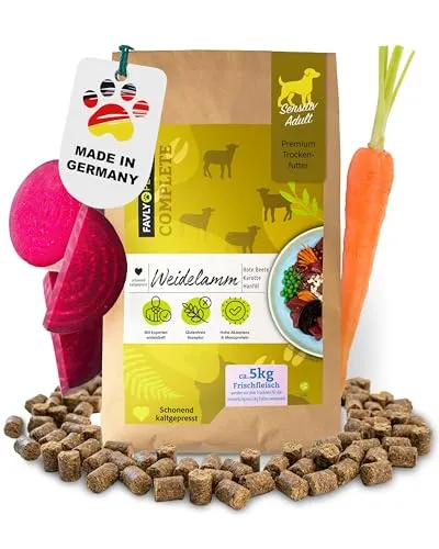 FAVLY Weidelamm Trockenfutter für Hunde 5kg, kaltgepresst, glutenfrei