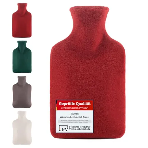 Blumtal Premium Wärmflasche mit Polarfleece Bezug